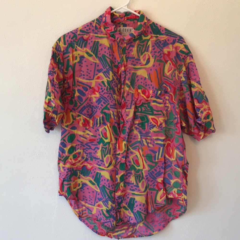 Colorful Rayon Button Down